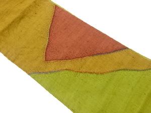 手織り紬絞り抽象模様洒落袋帯